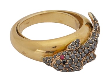 Christine McVie | Colored Diamond Dolphin Ring Band