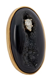 Christine McVie | Diamond and Druzy Quartz Pendant Brooch