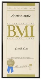 Christine McVie | BMI Citation Of Achievement For "Little Lies"