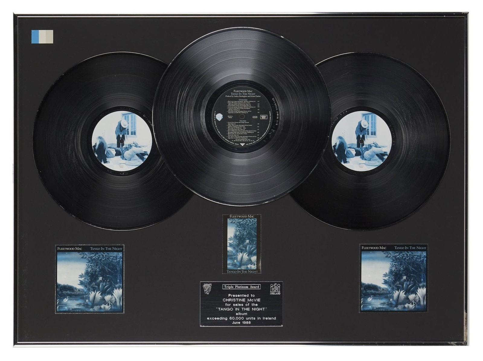 Christine McVie | Irish Multi-"Platinum" Sales Award For The Album "Tango In The Night" (1 of 2)