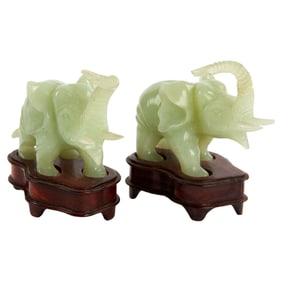 Christine McVie | Pair of Jadeite Elephants in Stands