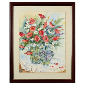Christine McVie | Eva Margaret Layton Still Life Watercolor of Two Vases