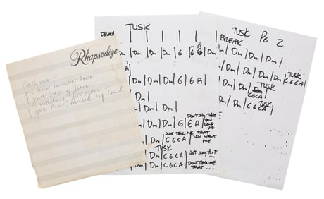 Christine McVie | Fleetwood Mac "Tusk" Chord Sheets and Unknown Handwritten Lyrics