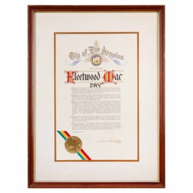 Christine McVie | City of Los Angeles "Fleetwood Mac Day" Presentation Certificate