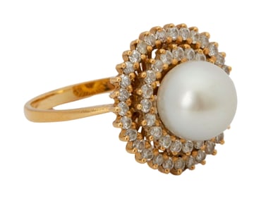 Christine McVie | Cultured Pearl and Diamond Ring