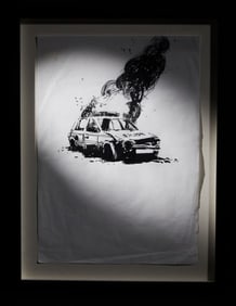 Banksy | Burning Police Car Original Drawing