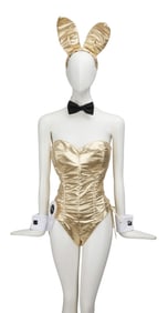 Playboy Archive |Ashley Doris and Madisyn Shipman Gold Lame Bunny Costume