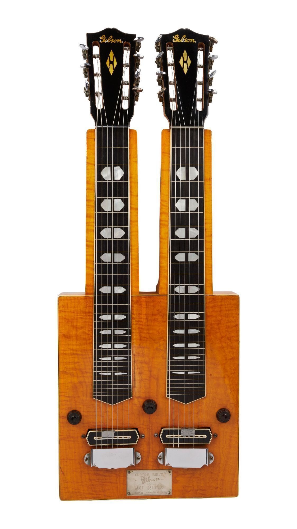 Joe Rizzo | Custom-Made 1938 Gibson DN Double Neck Console Steel, Natural Flame Maple With Book (1 of 13)