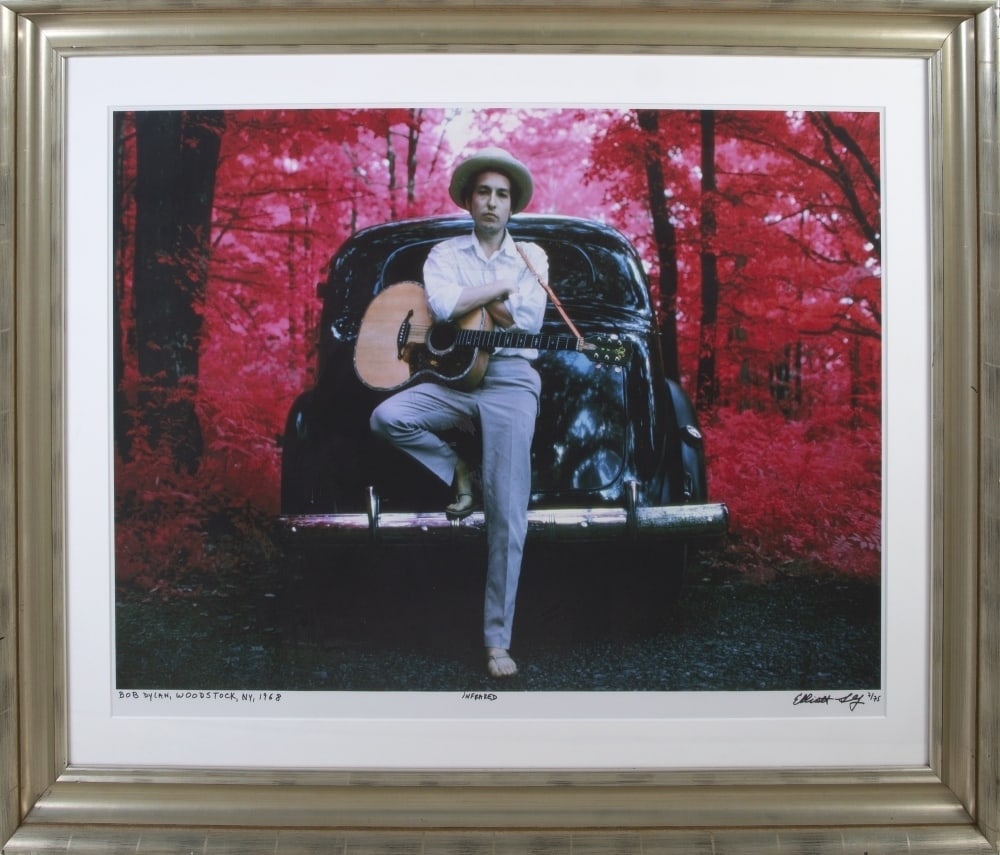 Bob Dylan | Elliot Landy Signed Limited-Edition Photo: Please Note: Property will be shipped from California A framed large-scale limited-edition photograph of Bob Dylan, taken by photographer Elliott Landy outside of Dylan's Byrdcliffe home in Woodstock,