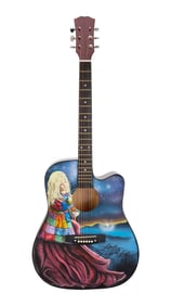 Dolly Parton | Dolly Parton Signed Acoustic Guitar with Bert Swartz Artwork