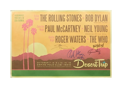 Desert Trip Festival | Billy Idol, Roger Daltrey, Pete Townshend, and Mick Fleetwood Signed Poster