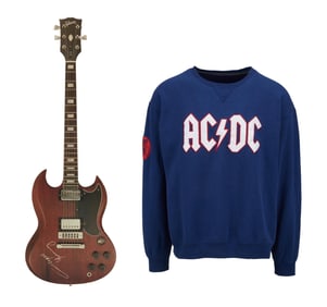 AC/DC | Signed Sweatshirt and Promo Guitar Prop