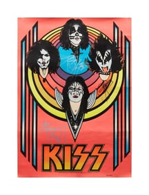 KISS | Gene Simmons, Peter Criss, & Ace Frehley Signed 1976 Blacklight Velvet Poster