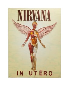 Nirvana | "In Utero" Original Hand-Painted Album Cover Art Display with Photo