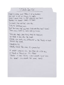 Oasis | Noel Gallagher Handwritten "Stand By Me" Lyrics