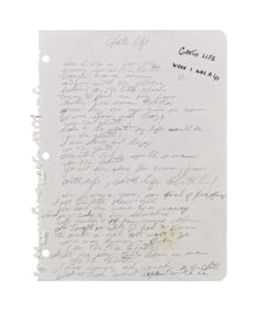 Rick James | Handwritten Working Lyrics for "Ghetto Life"