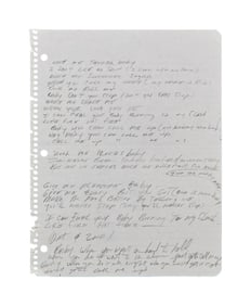 Rick James | Handwritten Working Lyrics for "Call Me Up"