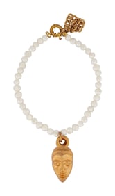 Janet Jackson | "Made For Now" Video Worn Pearl, African Mask Pendent, Necklace