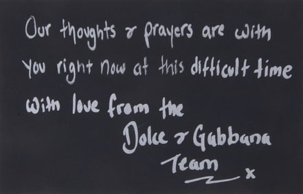 Amy Winehouse | Dolce and Gabbana Sympathy Card