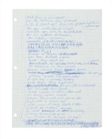 Kanye West | Original "A Job at McDonald's" Handwritten Lyrics