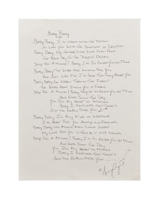 Amy Grant | Handwritten and Signed "Baby Baby" Lyrics