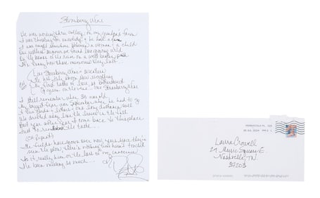 Deana Carter | Signed and Songwriter Matraca Berg Handwritten "Strawberry Wine" Lyrics