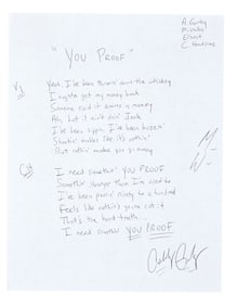 Morgan Wallen | Signed Songwriter Ashley Gorley Handwritten and Signed "You Proof" Lyrics