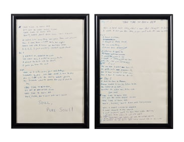 Percy Sledge and Stephen Allen Davis | "Take Time To Know Her" Original Handwritten Framed Lyrics