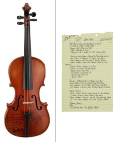 Ricky Skaggs | and Songwriter Jim Rushing Signed "Cajun Moon" Fiddle and Handwritten Lyrics