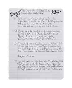 Sam Hunt | "Body Like a Back Road" Handwritten and Signed Lyrics