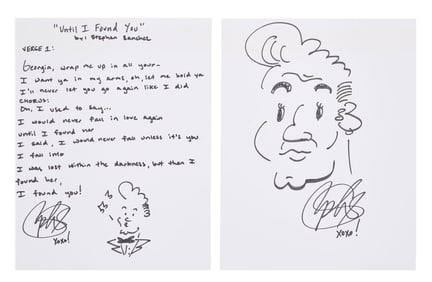 Stephen Sanchez | Handwritten and Signed "Until I Found You" Lyrics with Caricature Drawings