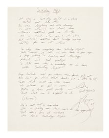 Wade Bowen | Handwritten and Signed "Saturday Night" Lyrics