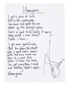 Zac Brown Band | Zac Brown Handwritten and Signed "Homegrown" Lyrics