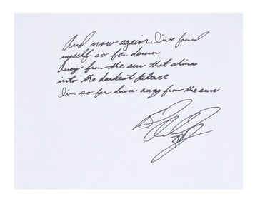 3 Doors Down | Brad Arnold Handwritten and Signed "Away from the Sun" Lyrics