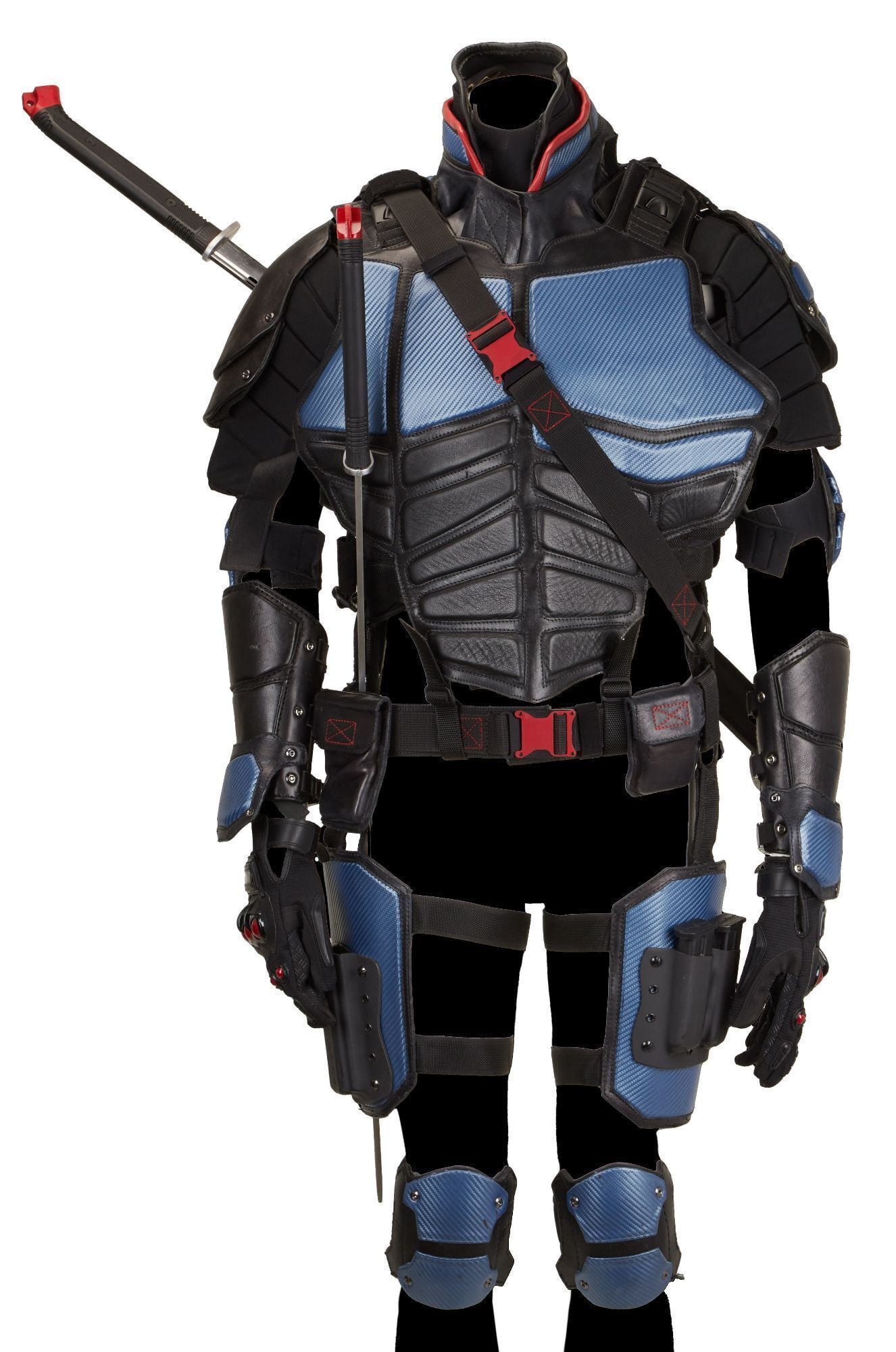 Arrow | Charlie Barnett "Deathstroke 2040" Stunt Ensemble with Sword Props: Articles from an original stunt ensemble for the alternate 2040 future version of JJ Diggle, Jr. (Charlie Barnett) who has taken up the mantle of the supervillain Deathstroke, from the DC superhero se