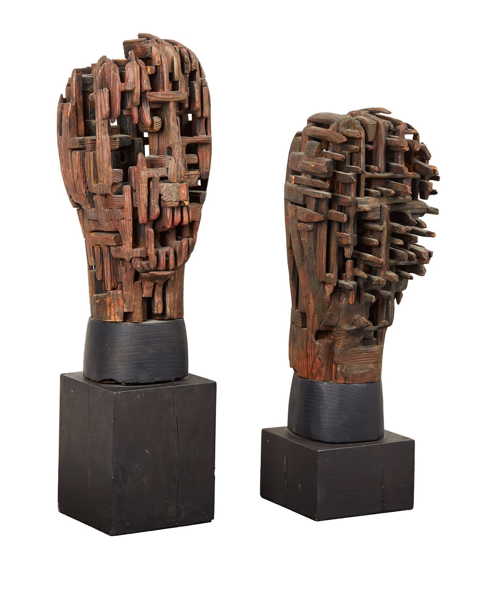 Playboy | David Packard Modernist Wood Sculptures, Two Heads (1 of 2)