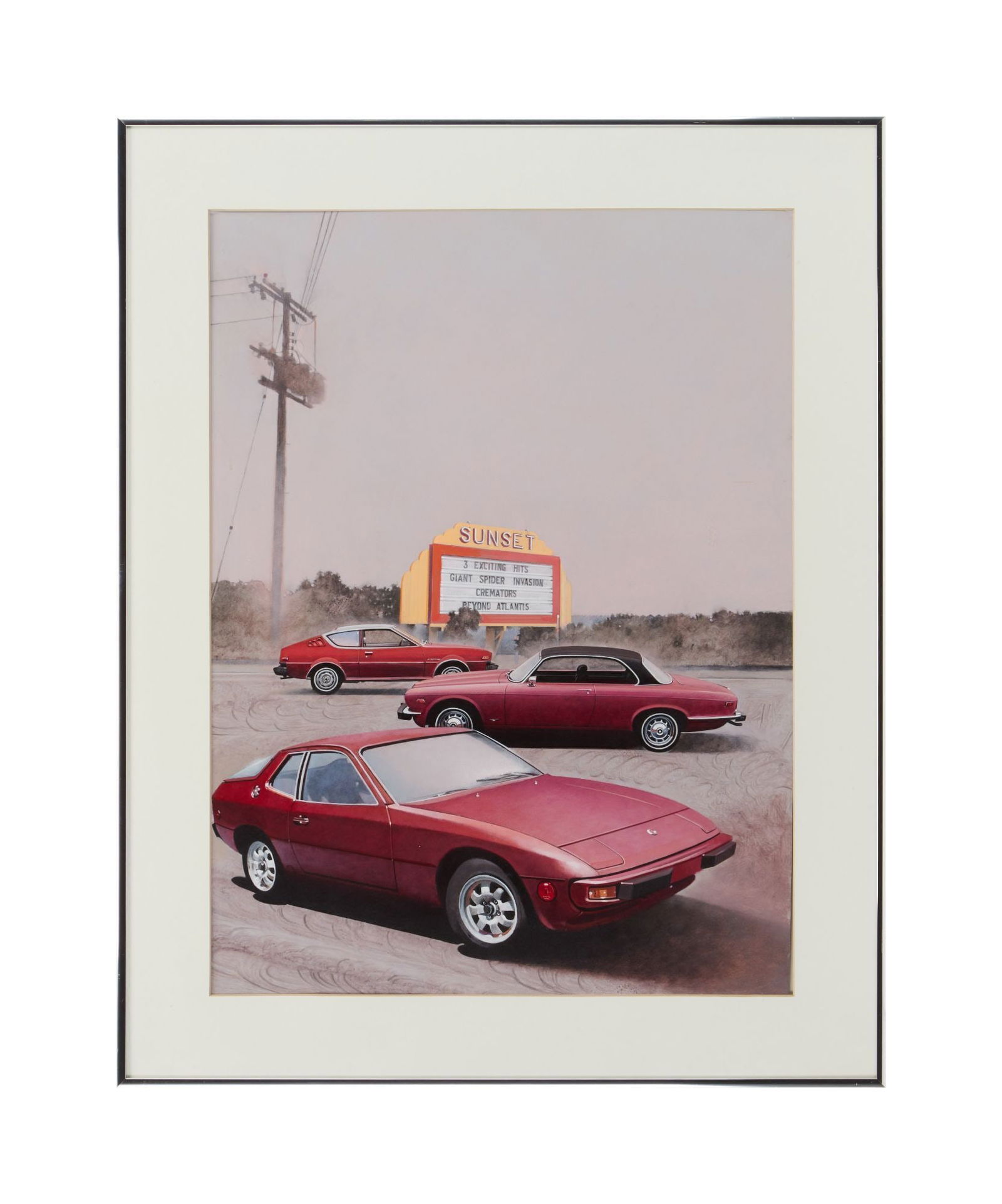 Playboy | Martin Hoffman Cars Number 2: Martin Hoffman (American, 1935-2013) mixed media on illustration board drawing of cars. This artwork appeared on page 147 of the January 1977 issue of Playboy Magazine, illustrating the article by Bro