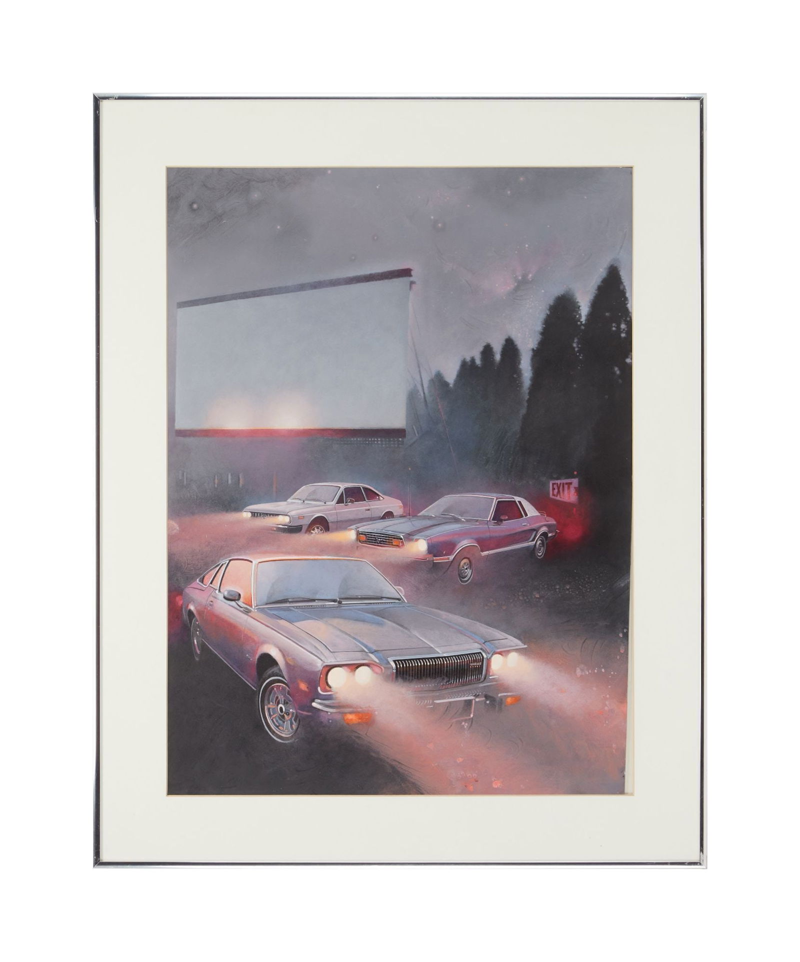 Playboy | Martin Hoffman Cars Number 4: Martin Hoffman (American, 1935-2013) mixed media on illustration board drawing cars. This artwork appeared on page 151 of the January 1977 issue of Playboy Magazine, illustrating the article by Brock