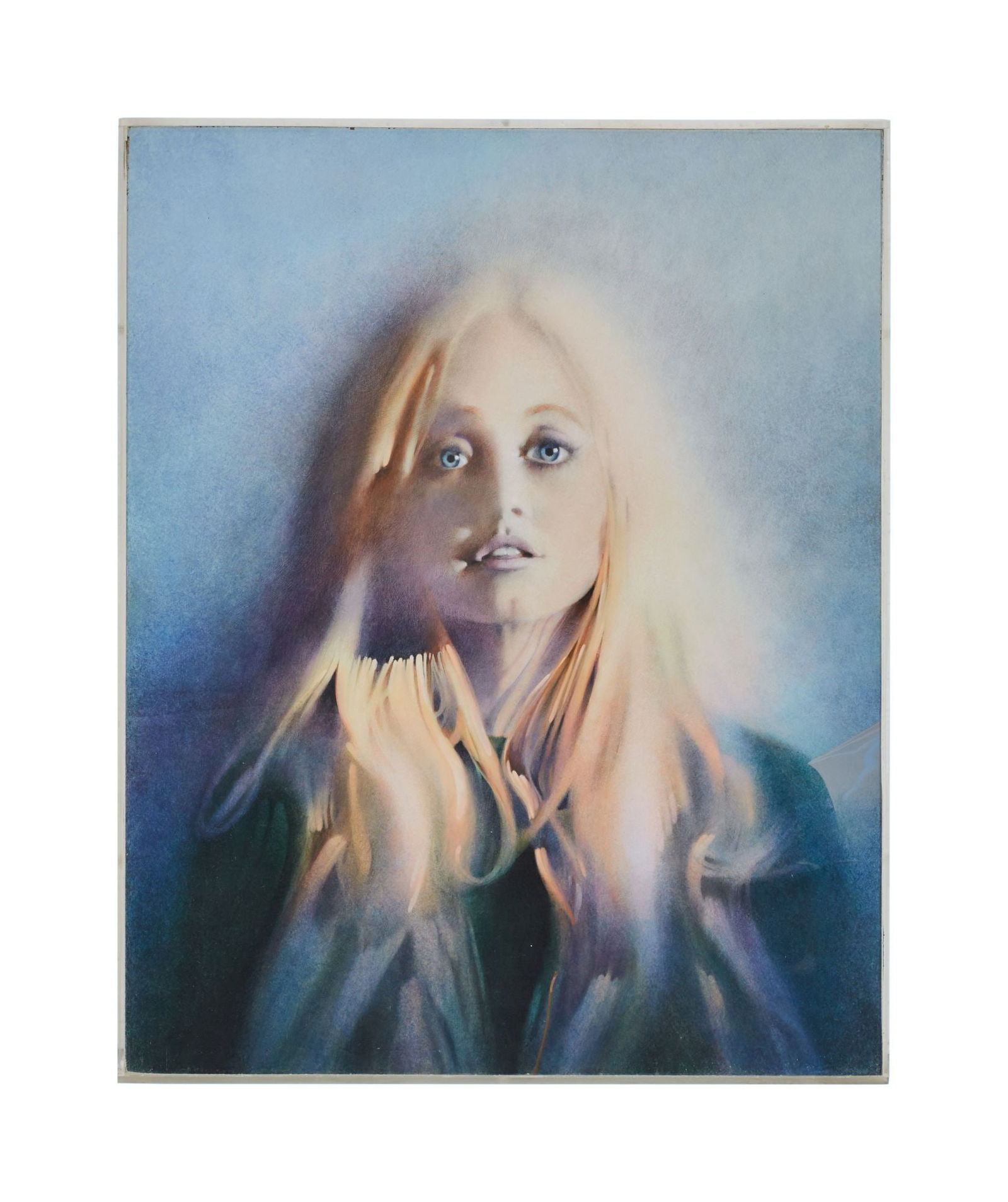 Playboy | Martin Hoffman Drawing of a Blonde Woman: Martin Hoffman (American, 1935-2015) pastel on paper drawing of a woman's face, This drawing appeared on page 86 of the January 1971 issue of Playboy Magazine, illustrating the fiction article by Evan