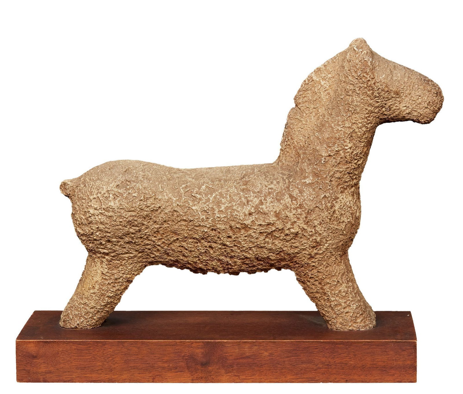 Playboy | HMH Resin Antiquity Horse: (20th century) a resin replica of an antiquity horse sculpture mounted to a wood base. Labeled "HMH Collection" on the underside. 14 x 16.25 x 5 inches PROVENANCE from The Playboy Archives