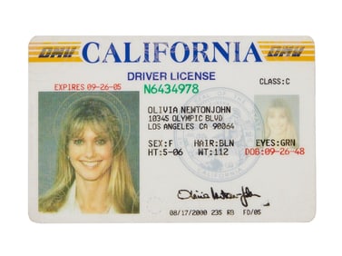 Olivia Newton-John | 2000 California Driver License