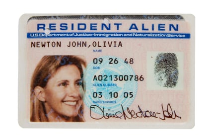 Olivia Newton-John | Circa 1995 Resident Alien Card