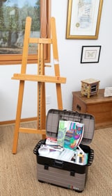 Olivia Newton-John | Wood Easel and Art Supply Case
