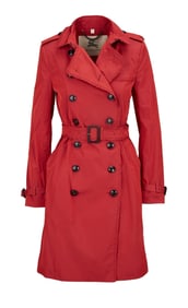 Olivia Newton-John | Burberry Red Taffeta Trench Coat