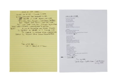 Olivia Newton-John | Handwritten Lyrics for "Christmas on the Radio"