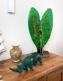 Olivia Newton-John | Studio Art Glass Green Heart with Lights