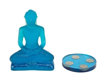 Olivia Newton-John | Blue Resin Buddha and Coaster