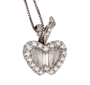 Olivia Newton-John | 18K White Gold and Diamond Apple Pendant Necklace