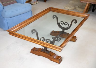 Olivia Newton-John | Trestle Coffee Table with Glass Top