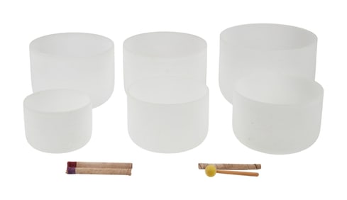 Olivia Newton-John | Group of Six Crystal Tibetan Singing Bowls